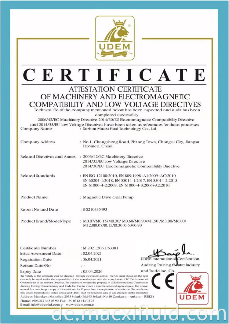 Micro Chemical Quantitative Getriebe AC ​​Kraftstoff Magnetische Antriebszahnradpumpe M1.50S72YP0.18KW4P